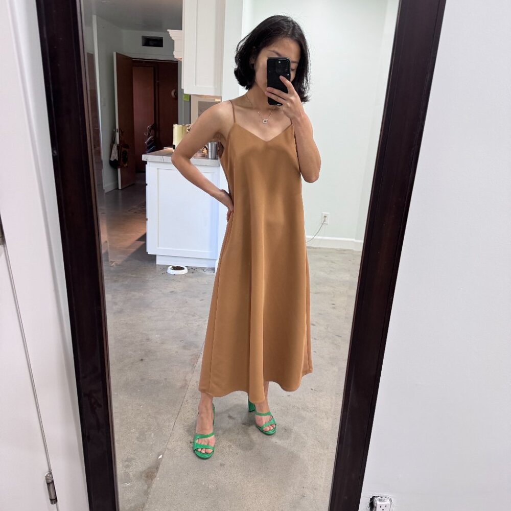 The net-porter independent brand N24 beige brown strap a line midi dress S